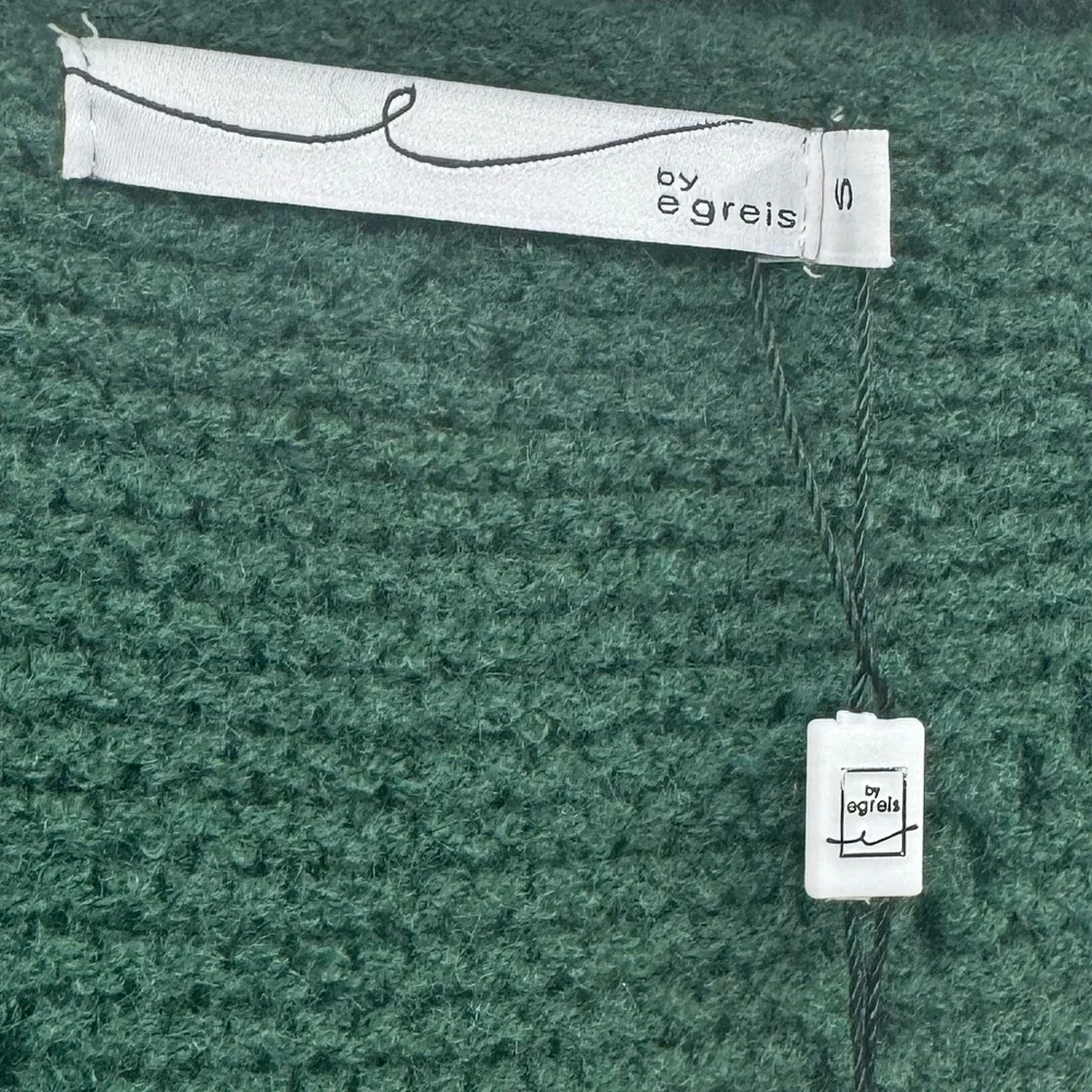 NWT By Egreis Pearl Detail Cable-Knit Button Up Cardigan Forest Green Small